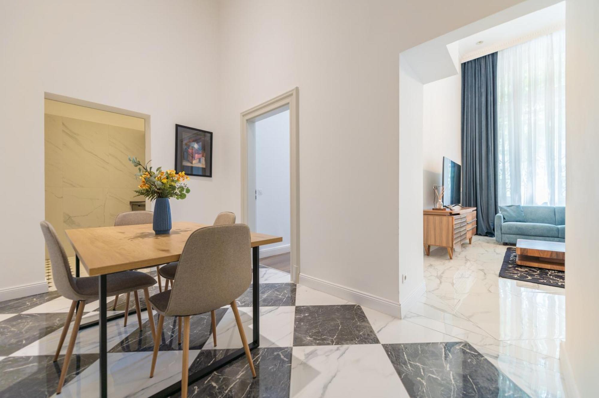 Zoya Luxury Residence Budapeste Exterior foto Interior of a serviced apartment in Warsaw, Poland